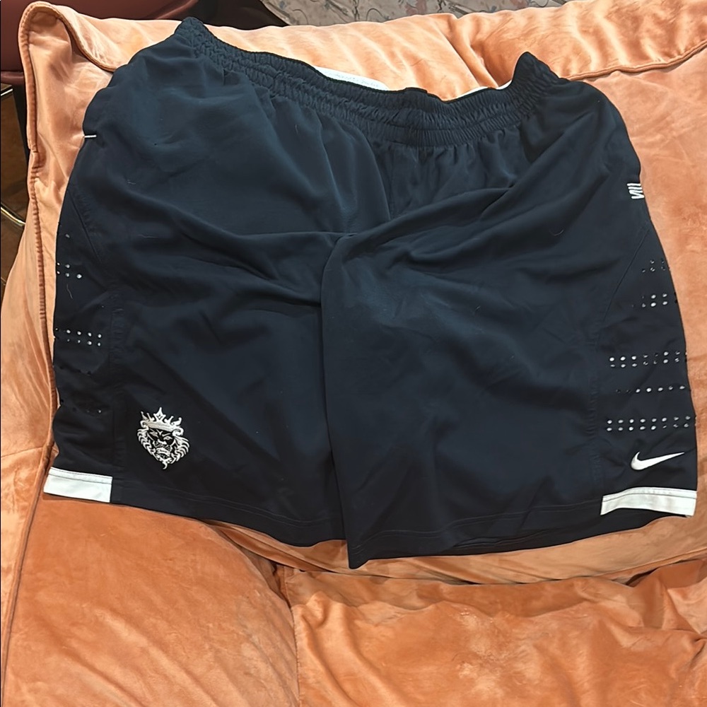 Nike Navy Blue Athletic Shorts with White Details